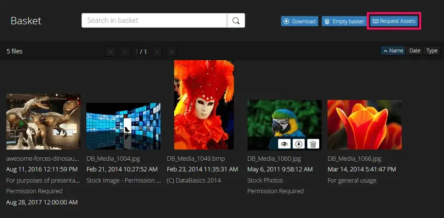 Using Databasics Asset Request Solution Guide